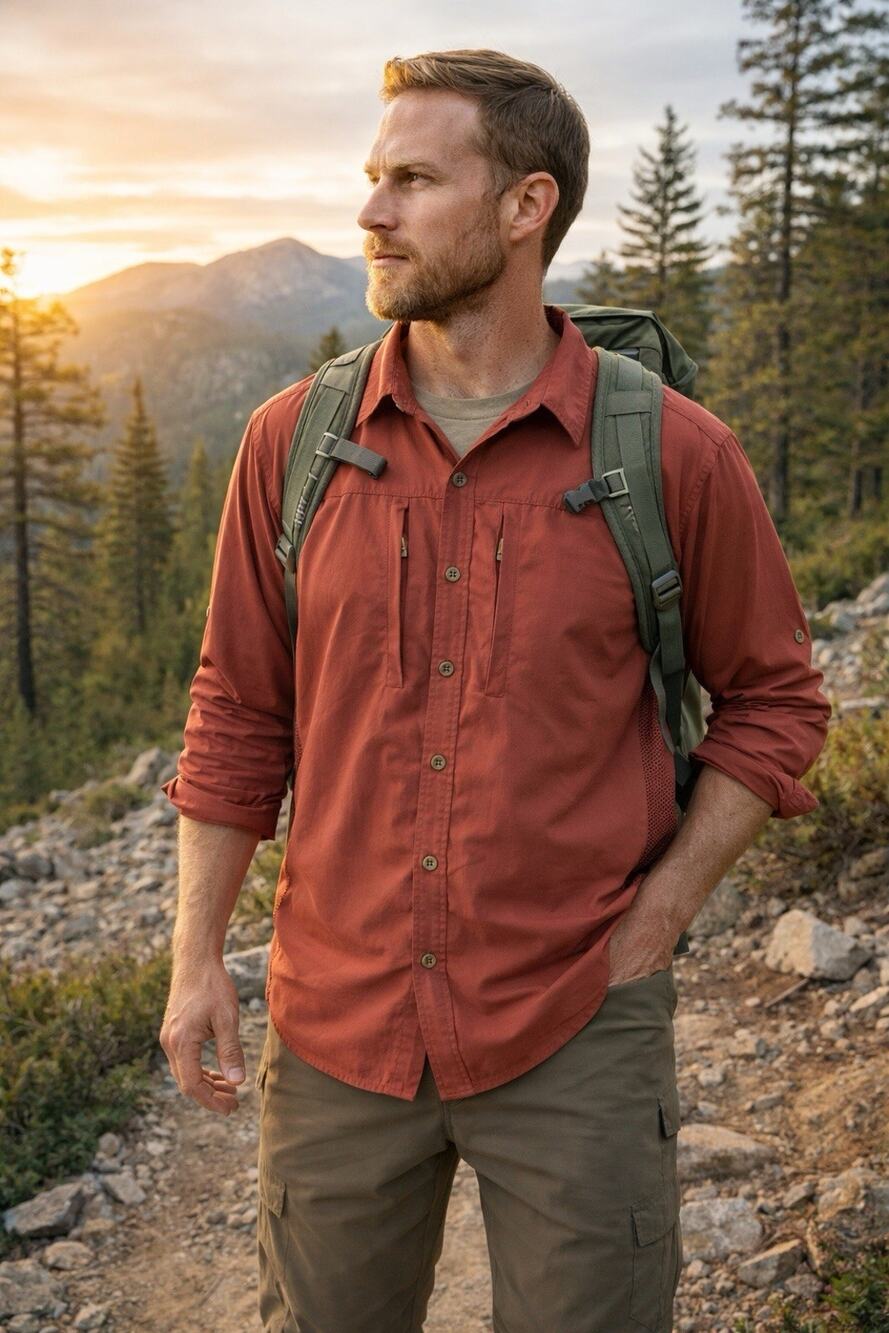 RailRiders Shirt Mens XL Red Gorpcore Campcore Hiking Fishing Outdoor Vented